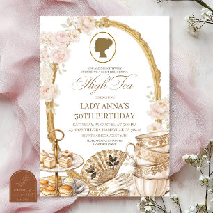 Gold Beige Regency-Hochzeitstagsfeier zum Geburtst Einladung