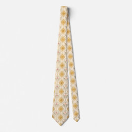Gold-Beige Retro-Blumenmuster aus der Mitte des Ja Krawatte