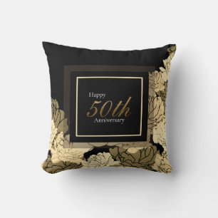 Gold, Beige und Hellbraun zum 50. Hochzeitstag Kissen