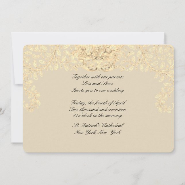 Gold Beige Viktorianische Hochzeitseinladung Einladung (Vorderseite)