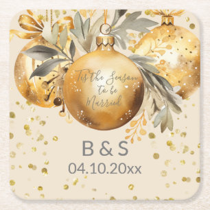 Gold Beige Weihnachtsfeier Rechteckiger Pappuntersetzer