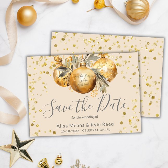 Gold Beige Weihnachtsfeiern Save the Date Einladung (Von Creator hochgeladen)