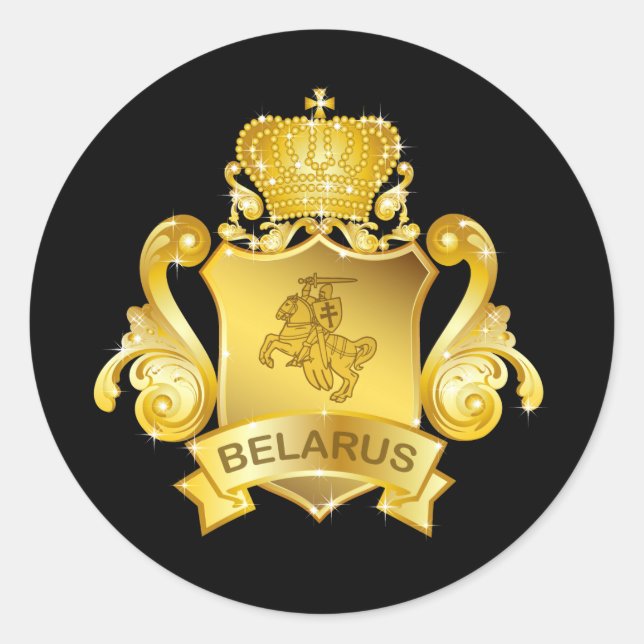 Gold Belarus Runder Aufkleber (Vorderseite)