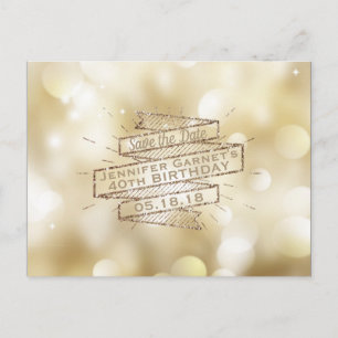 Gold beleuchtet Save the Date elegantes Ankündigungspostkarte