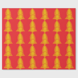 Gold Bell Red Wrapping Paper Geschenkpapier