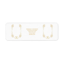 Gold Bell Scrollwork Design Wedding Rücksendeadres