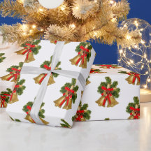 Gold Bells Retro Weihnachtswrapping Paper