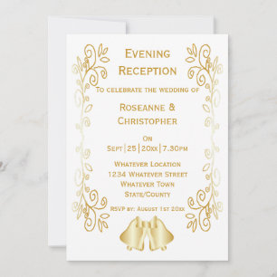 Gold Bells Scrollwork Hochzeitsempfang Einladung