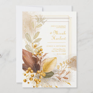 Gold Berry Siena Blatt Botanische Hochzeit Einladung