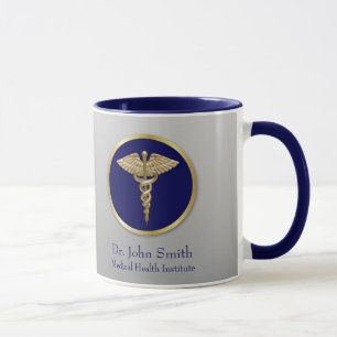 Gold Beruflich Caduceus Medical Blue Tasse