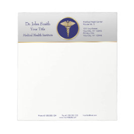 Gold Beruflich Medical Caduceus Blue Notizblock