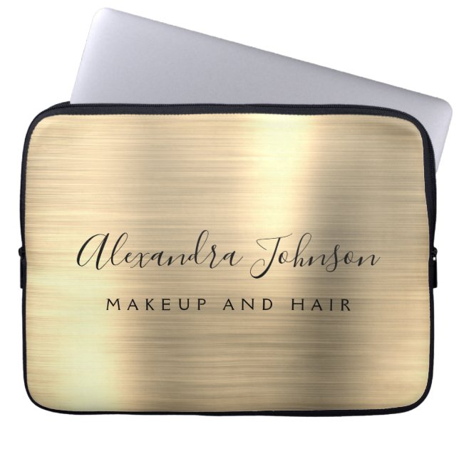 Gold-Beruflich-Metallic-Monogram-Geschäft Laptopschutzhülle (Vorderseite)