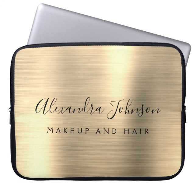 Gold-Beruflich-Metallic-Monogram-Geschäft Laptopschutzhülle (Vorderseite)