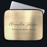Gold-Beruflich-Metallic-Monogram-Geschäft Laptopschutzhülle<br><div class="desc">Moderne Gold Girly Make up und Hair Beauty Salon Imitats Metallic rostfrei elegante Monogram Werbeplakette oder Sleeve Werbe-Case (Promo). Dieses klassische berufliche Business-Computergehäuse kann so angepasst werden,  dass es Ihren mit Monogramm Skriptsignaturnamen und Ihren Beruf oder Ihre Position als Jobtitel enthält.</div>