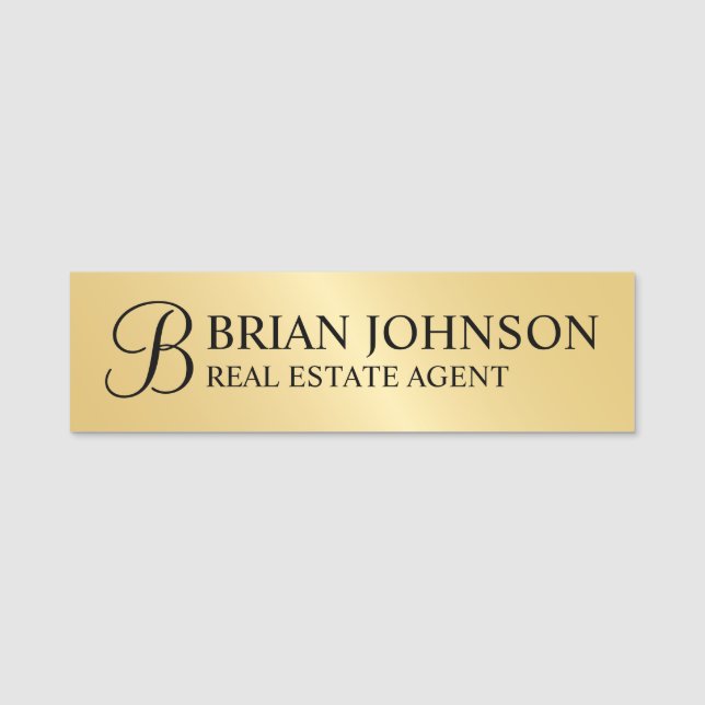 Gold Berufliche Personalisierte Monogramm und Name Namensschild (Vorderseite)