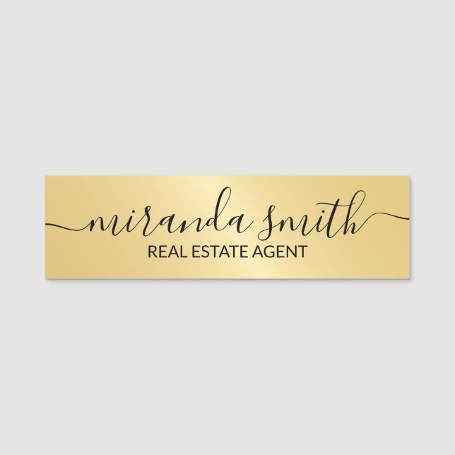 Gold Beruflicher Personalisierter Name Namensschild (Vorderseite)