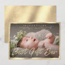 Gold Best Gift Ever Baby Foto Geburtserklärung