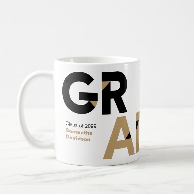 Gold Big Bold Abschluss: Angle Cut Letters Kaffeetasse (Links)