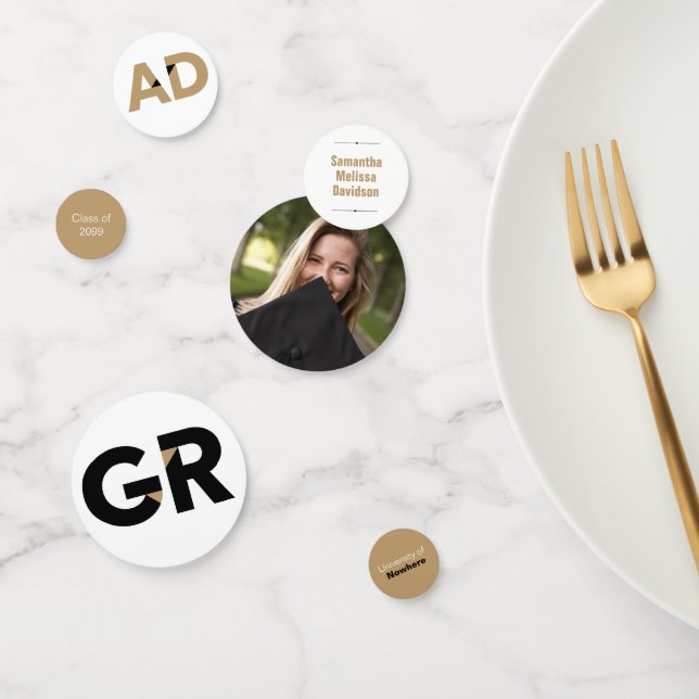 Gold Big Bold Abschluss: Angle Cut Letters Konfetti (Gruppe)