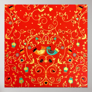 Gold Bird Couin Robin One I Liebe Winter Weihnacht Poster