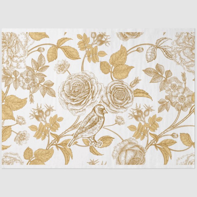 Gold Bird in Gold Bloom Seidenpapier (Vorderseite)