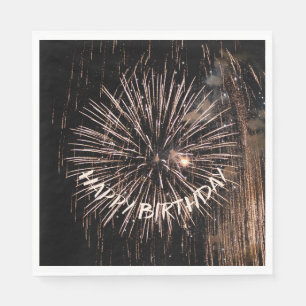 Gold Birthday Fireworks Serviette