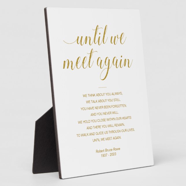 Gold bis wir wieder Gedächtnisgedicht mit Namen tr Fotoplatte (Seite)