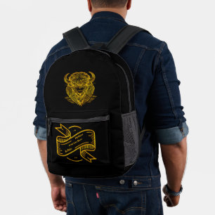 Gold Bison Buffalo Artwork mit aufwändigem Design Bedruckter Rucksack