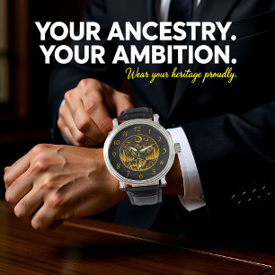 Gold Bison Roaming unter einem Mondlicht Armbanduhr