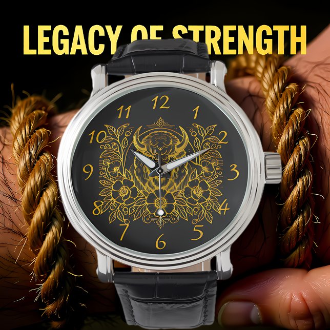 Gold Bison unter den Blume Armbanduhr (Von Creator hochgeladen)