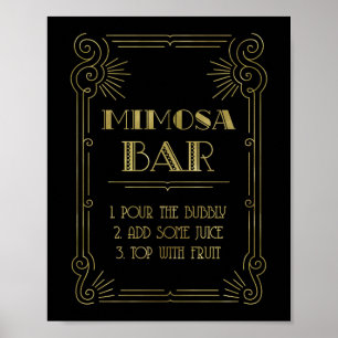 Gold Black 1920er Jahre Art Deco Mimosa Bar Sign W Poster