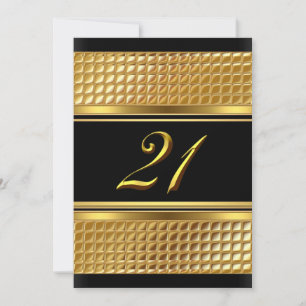 Gold & Black 21. Geburtstagseinladung Einladung