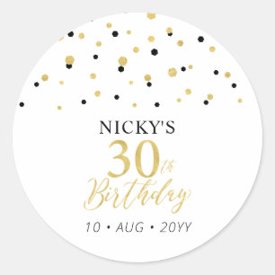 Gold & Black 30. Geburtstag Gnade Vielen Dank Runder Aufkleber