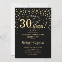 Gold Black 30 Jahre Jubiläumsfeier Einladung