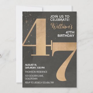 Gold Black 47. Geburtstag Einladung