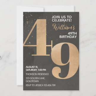 Gold Black 49. Geburtstag Einladung