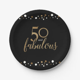 Gold Black 50. Geburtstag 50 und fabelhaft Pappteller