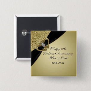 Gold Black 50. Hochzeitstag Button