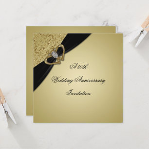 Gold Black 50. Hochzeitstag Einladung