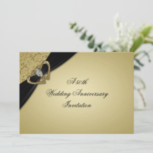 Gold Black 50. Hochzeitstag Einladung