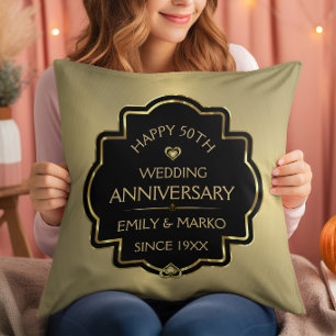 Gold & Black 50. Hochzeitstag Kissen