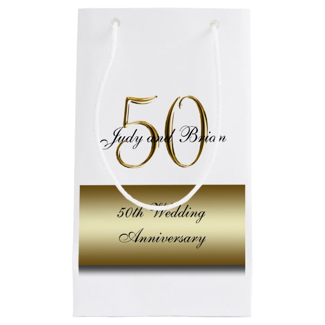Gold Black 50. Hochzeitstag Kleine Geschenktüte (Vorderseite)