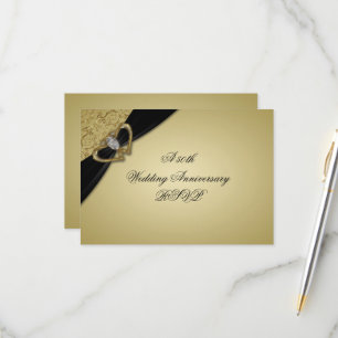 Gold Black 50. Hochzeitstag RSVP Karte