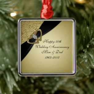 Gold Black 50. Hochzeitstag Silbernes Ornament
