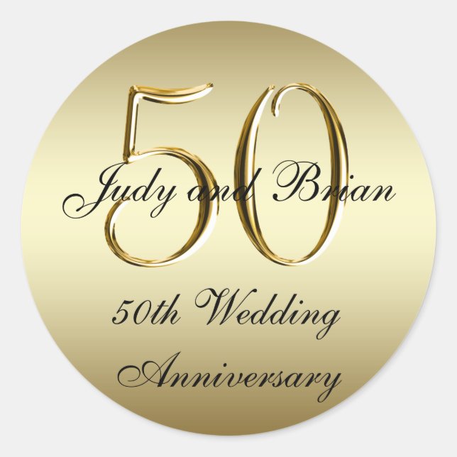Gold Black 50. Wedding Anniversary Stickers (Vorderseite)