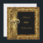 Gold Black 50th Birthday Animal Wild Elegant 5 Einladung<br><div class="desc">Leopard Gold Black 50th Birthday Animal Wild Elegant Classy Jeden Anlaß Party zum Geburtstag</div>