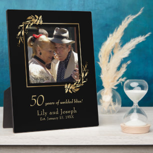 Gold Black 50th Wedding Anniversary Couple Foto Fotoplatte