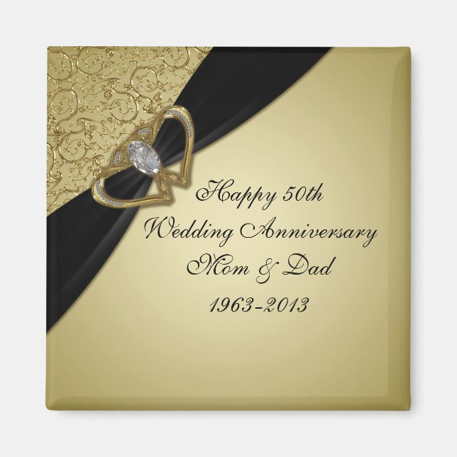Gold Black 50th Wedding Anniversary Magnet (Vorne)