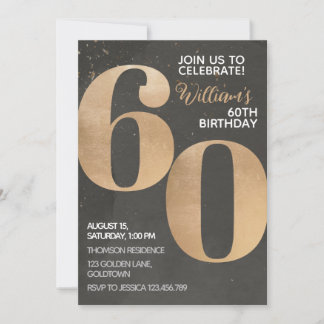 Gold Black 60. Geburtstag Einladung