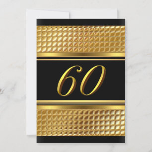 Gold & Black 60. Geburtstagseinladung Einladung
